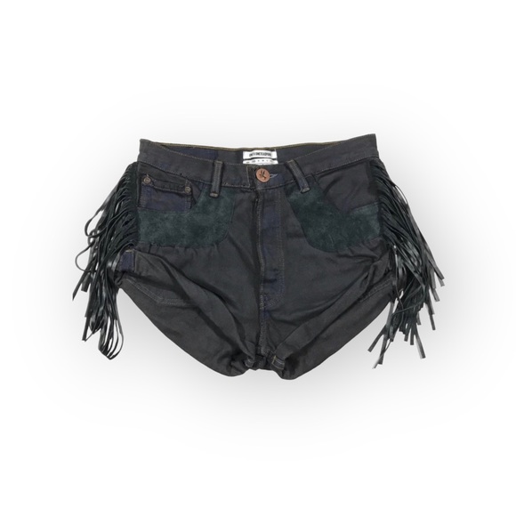 VHTF: One Teaspoon ☻︎ OOAK Vintage Western Suede Fringe Bandits Shorts ☻︎ Black - Picture 5 of 17